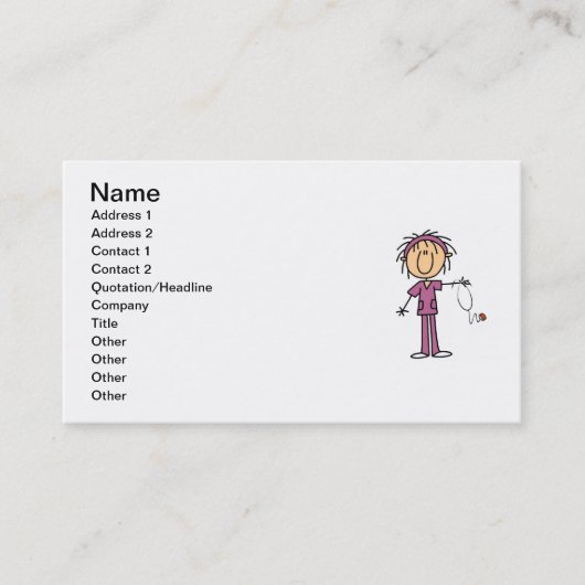 白い女性の棒の姿のナースのTシャツおよびギフト 名刺 (正面)