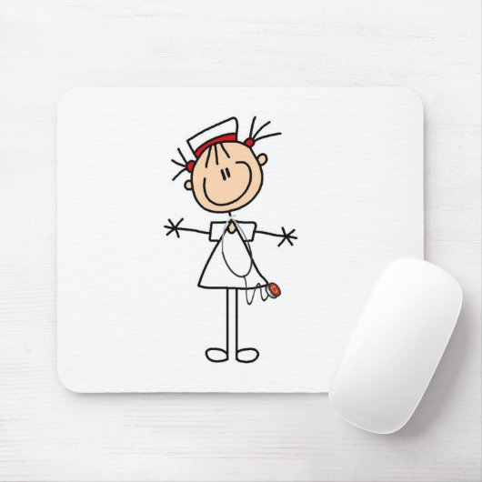 白い女性の棒の姿のナース2のギフト マウスパッド (マウス)