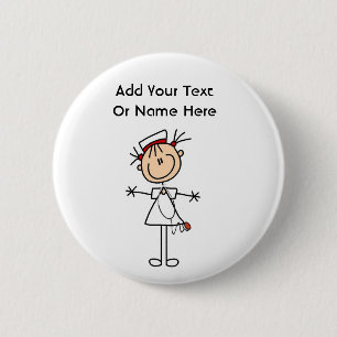 白い女性の棒の姿のナース2のギフト 缶バッジ