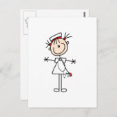 白い女性の棒人間看護師2 ギフト ポストカード (正面/裏面)