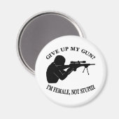 白い女性銃は愚かではない マグネット (正面/裏面)