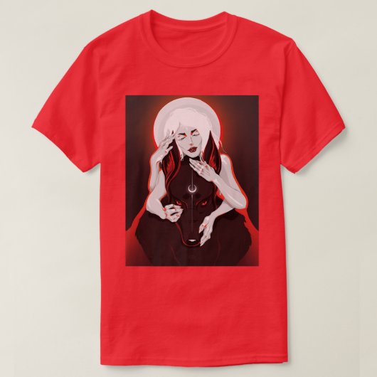 白い女王の月と夜の狼の魔法の芸術 Tシャツ (デザイン正面)