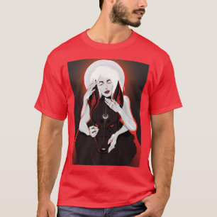 白い女王の月と夜の狼の魔法の芸術 Tシャツ