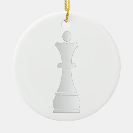 白い女王の駒 セラミックオーナメント (正面)