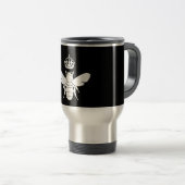 白い女王バチのロゴは…女王バチですか。 トラベルマグ (正面右)