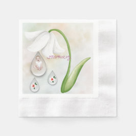 白い妖精のドロップレットのナプキン 縁ありカクテルナプキン