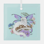 白い妖精のネコ ガラスオーナメント (正面)