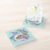 白い妖精のネコ ガラスコースター (アングル)