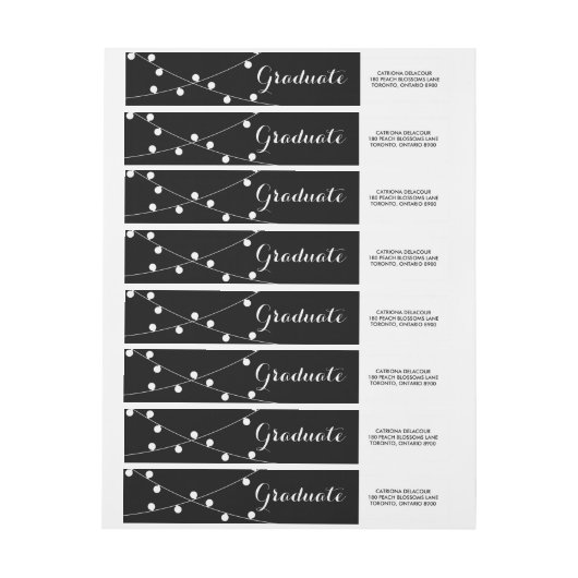 白い妖精のライト |ブラックの卒業 ラップアラウンドラベル (シート)