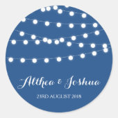 白い妖精のライト |青い結婚式用シール ラウンドシール (正面)