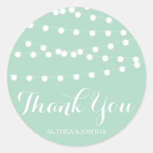 白い妖精のライト   Mint Thank You Stickers ラウンドシール