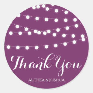 白い妖精のライト Purple Thank You Stickers ラウンドシール