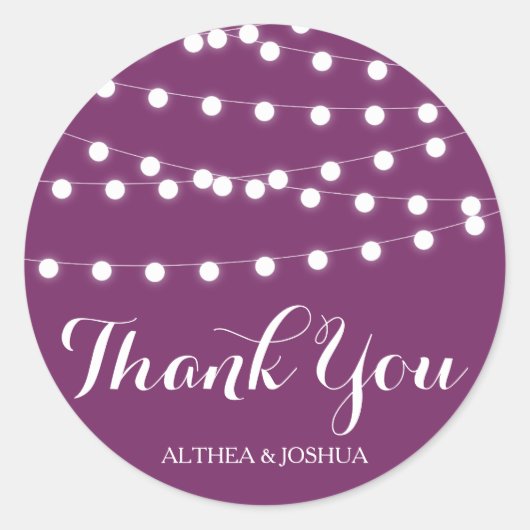 白い妖精のライト | Purple Thank You Stickers ラウンドシール (正面)