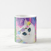 白い妖精猫の蝶バラの芸術のマグ コーヒーマグカップ (中央)