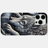 白い威厳のあるオオカミが月の光の反射を見る Case-Mate iPhoneケース (裏面 (横))