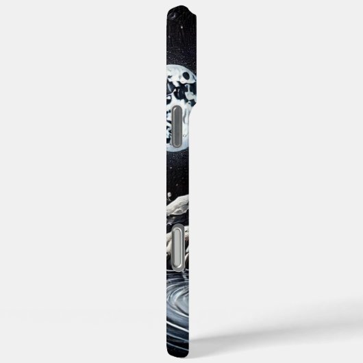 白い威厳のあるオオカミが月の光の反射を見る Case-Mate iPhoneケース (裏面 / 右)