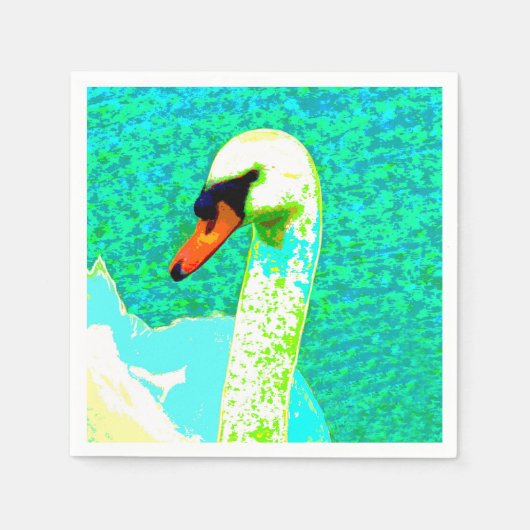 白い威厳のある白鳥の頭 スタンダードカクテルナプキン (正面)