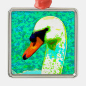 白い威厳のある白鳥の頭 メタルオーナメント (正面)