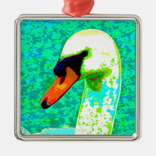 白い威厳のある白鳥の頭 メタルオーナメント (正面)