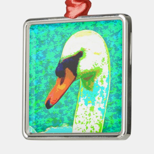 白い威厳のある白鳥の頭 メタルオーナメント (左)