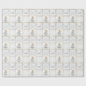 白い婚礼の日の鳩、鐘およびケーキ ラッピングペーパー (フラット)