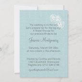 白い婚礼衣裳およびケーキのブライダルシャワーの招待 招待状 (裏面)