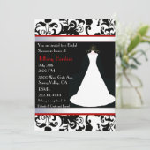 白い婚礼衣裳のブライダルシャワーの招待状 招待状 (スタンド正面)