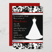 白い婚礼衣裳のブライダルシャワーの招待状 招待状 (正面/裏面)