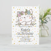 白い子ネコネコ、子ネコ、動物 招待状 (スタンド正面)