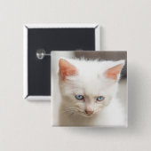 白い子ネコ 缶バッジ (正面&裏面)