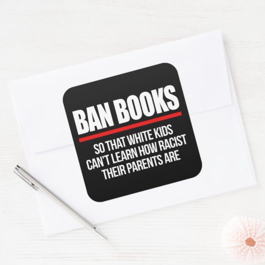 白い子供がスクエアステッカーを使用できないよう学に本を禁止する スクエアシール (封筒)