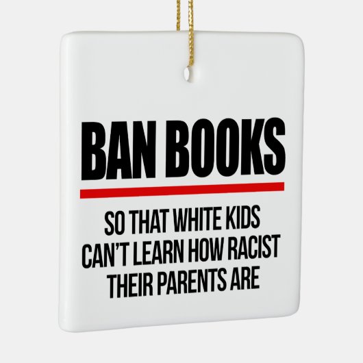 白い子供が禁止できるように本を禁止す学る セラミックオーナメント (右)