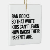 白い子供が禁止できるように本を禁止す学る セラミックオーナメント (右)