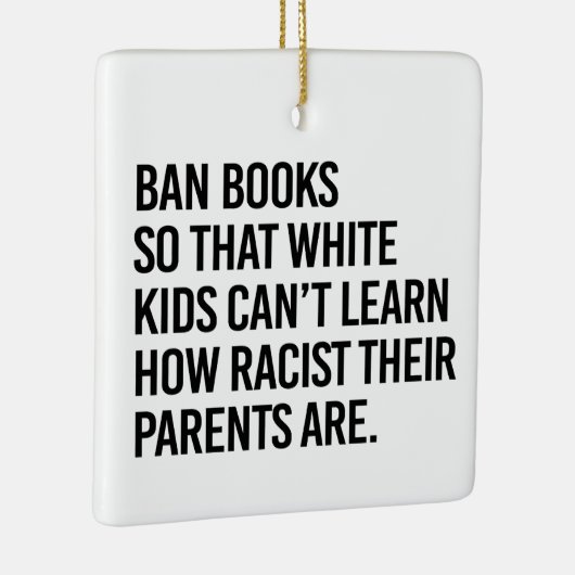 白い子供が禁止できるように本を禁止す学る セラミックオーナメント (右)