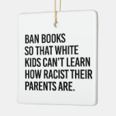 白い子供が禁止できるように本を禁止す学る セラミックオーナメント (左)
