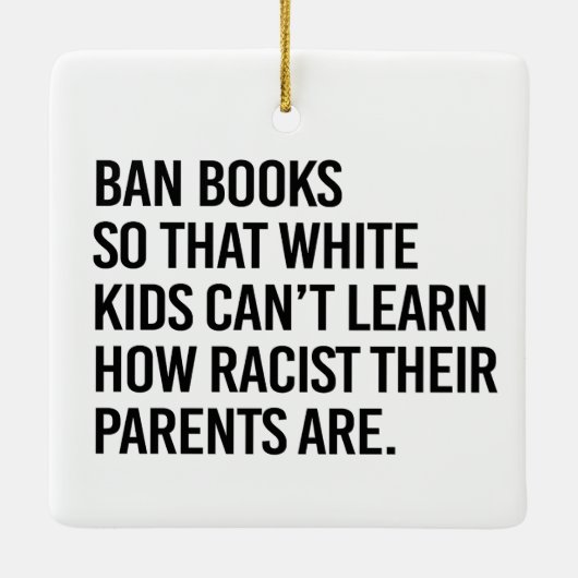 白い子供が禁止できるように本を禁止す学る セラミックオーナメント (裏面)