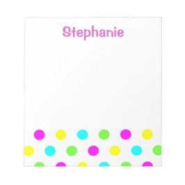 白い子供の名前のおもしろいでカラフルな水玉模様 ノートパッド