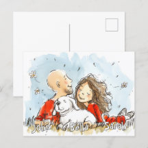 白い子犬とカップル