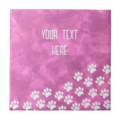 白い子犬のポー印刷水色のカスタム文字 タイル (正面)