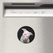 白い子犬の愛、口紅のキスで封印 マグネット (インサイチュ (食洗機))