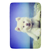 白い子犬 バスマット (正面縦)