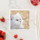 白い子猫と蝶 スタンダードカクテルナプキン (インサイチュ)