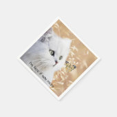 白い子猫と蝶 スタンダードカクテルナプキン (角)