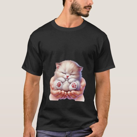 白い子猫のやさしい眠り 🐾💤 Tシャツ (正面)