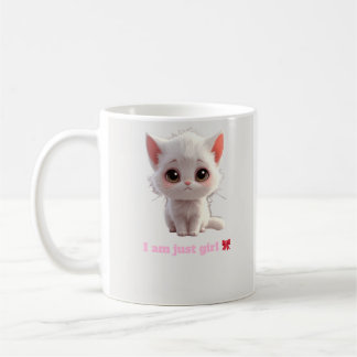白い子猫のマグカップ - 私はただの女の子猫好き コーヒーマグカップ
