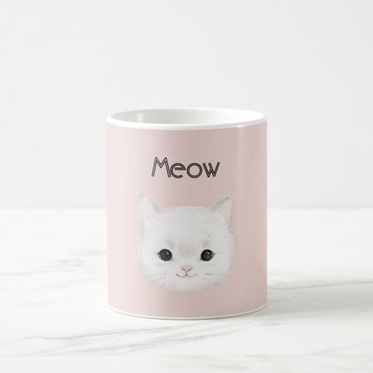 白い子猫の顔 ニャー コーヒーマグカップ (中央)