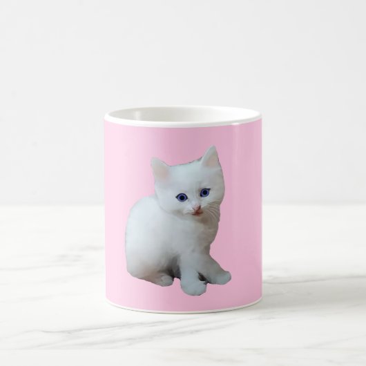 白い子猫 コーヒーマグカップ (中央)