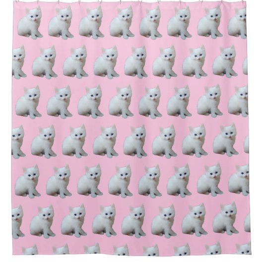 白い子猫 シャワーカーテン (正面)