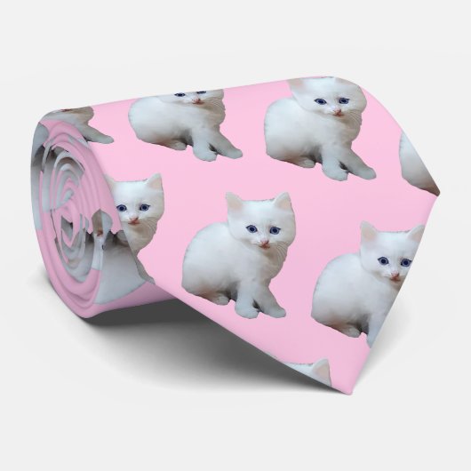 白い子猫 ネクタイ (ロール)