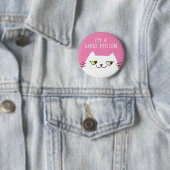 白い子猫 ピンク 面白い名言 缶バッジ (インサイチュ)